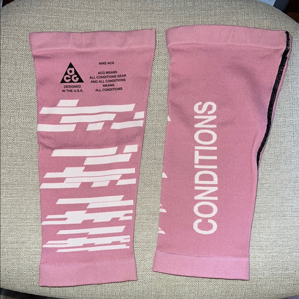 NikeLab ACG Pink and White Calf Sleeves